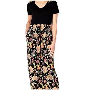 J. JILL Dress Black Floral Long Contrasting Prints Size S